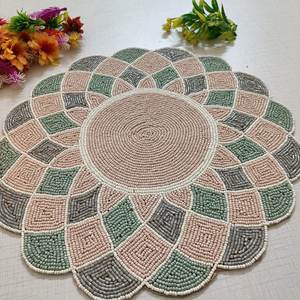 Luxury <b>Beaded</b> Washable Non-Slip Durable Handmade Table <b>Placemat</b> - Product Image 4