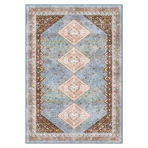 Alfombra de Área Chenille Antideslizante, Lavable a Máquina, con Estampado Digital Oriental Vintage en Gris Plateado, Modelo LXDP-0145 de RUGS DEPOT, Venta al Por Mayor - Product Image 1