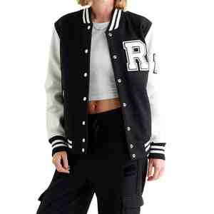 Veste universitaire tendance avec manches en cuir, conçue pour un confort quotidien, un port fluide, fiable, durable, élégante, design inspiré de l'athlétisme - Product Image 2