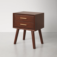 Table de chevet en bois classique moderne Kusum Art avec 2 tiroirs, finition polie, pour appartement, chambre, maison et usage hospitalier