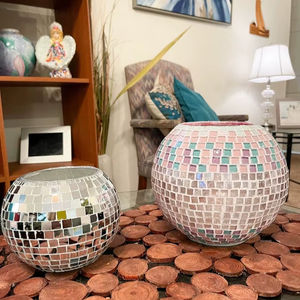 Décoration d'intérieur, bougeoir élégant en verre mosaïque pour bougie chauffe-plat, décoration de table, bougeoir en verre, idéal pour les mariages et les restaurants - Product Image 1