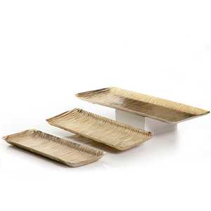 Plateau de service pour petit déjeuner en bois personnalisé et écologique en vente en gros Plateau de transport pour aliments avec finition en métal argenté martelé - Product Image 5