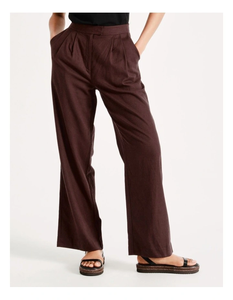 Look cool sans effort fabrication de mélange de lin doux au toucher Pantalon taille haute en lin coupe détendue et respirante - Product Image 3