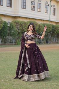 Latest Designer Faux Georgette With Heavy Sequins Embroidered Work Lehenga Choli - Product Image 2