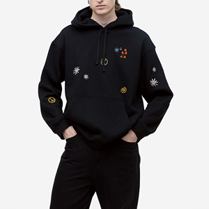 เสื้อฮู้ดผ้าหนาขนาดใหญ่สำหรับผู้ชายเสื้อสเวตเชิ้ตผ้าคอตตอนผสมมีฮู้ดเปิดไหล่ตกสำหรับฤดูหนาวโลโก้ออกแบบได้ตามต้องการ - Product Image 1