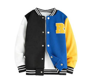 Vestes en laine pour femmes Patches chenille personnalisés Broderie Manches en laine véritable Veste Letterman Varsity Crop Jacket - Product Image 1
