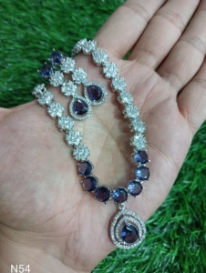 Fashionable and Fancy Indian Style American Diamond <b>Studded</b> Necklace With <b>Earrings</b> Jewellery <b>Set</b> Pendent <b>Set</b> for Women & Girls - Product Image 4