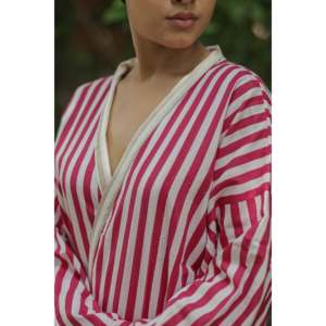 Women's Reversible Cotton <b>Kimono</b> Robe Lightweight Boho Loungewear with Pockets Spa <b>Beach</b> Resort Outfit Breathable One Size - Product Image 5
