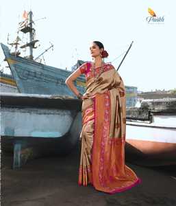 Saree de travail imprimé en soie pure douce de créateur par Fab Zone - Product Image 1