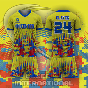 Maillots de football personnalisés en polyester respirant léger à manches courtes, ensembles d'uniformes de sport complets - Product Image 1