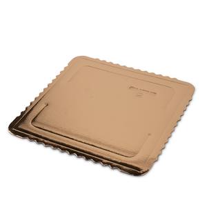 Fluted Cardboard squared <b>trays</b> laminate on both sides top side gold bottom side black size 28x28 cm - Product Image 1