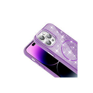 Coque en silicone scintillante de luxe violet foncé compatible MagSafe pour iPhone 14 Pro Max, étui de protection marbré scintillant pour iPhone 7 Plus - Product Image 4