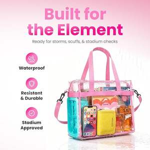 Sac fourre-tout transparent approuvé pour les stades, vente chaude, design transparent avec fermeture éclair supérieure et bretelles, capacité de 3L+, motif personnalisé - Product Image 2