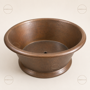 Baignoire ovale moderne en cuivre martelé, propriétés antimicrobiennes, fonction de trempage japonaise, autoportante pour hôtels, villas, maisons - Product Image 4