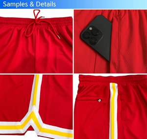 Pantalones cortos de tabla transpirables de cintura alta sueltos personalizados, pantalones cortos de baloncesto de Color rosa para equipo, uniforme para mujer con bolsillos - Product Image 6