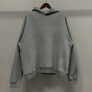 Sudadera con capucha de gran tamaño con hombros caídos para hombre, 100% algodón de alta calidad, forro polar, bordado térmico, patrón sólido, lavado con ácido - Product Image 5