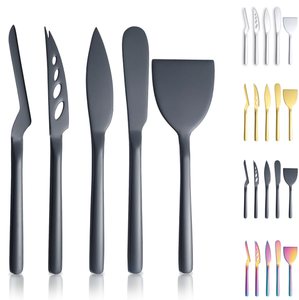 Juego de cuchillos de queso de acero inoxidable con mango simple de 5 piezas hechos a mano de lujo disponibles en multicolor al mejor precio de la India - Product Image 2