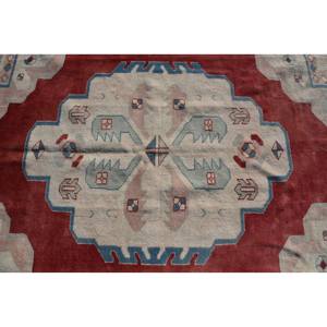 Alfombra Kilim turca Vintage rojo Beige 7,1X9,7 pies látex de lana hecho a mano para dormitorio Patchwork rectángulo diseño abstracto alfombra de yute - Product Image 4