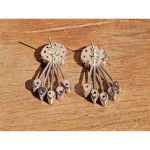 ต่างหู925ทำด้วยมือเงินสเตอร์ลิง Boho หางนกยูงทำด้วยมือต่างหูทับทิมและเงินธรรมชาติเป็นของขวัญสำหรับแฟชั่นสไตล์โบฮีเมียนของเธอ - Product Image 2