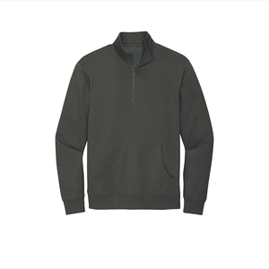 Sweat-shirt unisexe gris foncé à fermeture éclair et haut streetwear en polaire lourde - Product Image 1