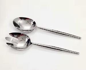 Juego de servidor de ensalada de estilo Vintage, juegos de acero inoxidable con mango acrílico, cuchara y tenedor, juegos de 2 uds, utensilios de cocina - Product Image 4