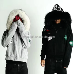 เสื้อโค้ทมีฮู้ดสวมศีรษะสำหรับผู้ชายเสื้อโค้ทมีฮู้ดพิมพ์ลายพลอยเทียมสีดำสำหรับฤดูหนาวผ้าฝ้าย100% 450ออกแบบได้ตามต้องการ - Product Image 2