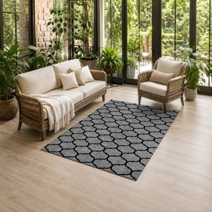 Tapis de salon antidérapant en chenille gris anthracite, motif géométrique contemporain imprimé numériquement, lavable en machine - Vente en gros RUGS DEPOT LXDP-0598 - Product Image 6