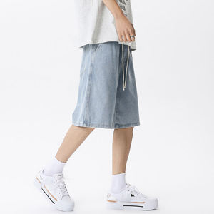 กางเกงยีนส์ขาสั้นทรงหลวมของผู้ชายกางเกงขาสั้นผ้าเดนิมแบบสานแห้งเร็วสำหรับผู้ชายเสื้อผ้าลำลองซักกรดทำจากผ้าฝ้าย - Product Image 2