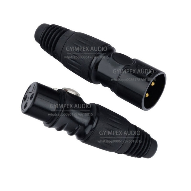 Cable Connectors Special Alloy XLR Microphone Connector 4-Pole Balanced Plug Cannon Nickel-plated Black Female Plug Connectors