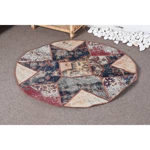 Tapis Vintage Laine Rouge et Bleu Patchwork Grande Surface 9x12 Rectangle Couloir Motif pour Entrée ou Chambre Latex Soutenu - Product Image 3