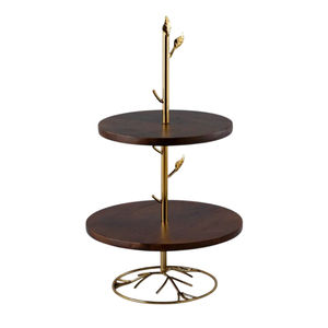 Best Selling High Quality Wooden <b>Cake</b> Stand with Gold Calla Lily Design <b>Wedding</b> Ware Serving Stand for Cupcakes Snacks <b>Cakes</b> Lid - Product Image 6