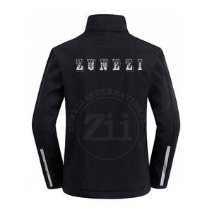 Concevez votre propre veste d'hiver softshell écologique, imperméable et coupe-vent, avec col montant et logo frontal - Product Image 3