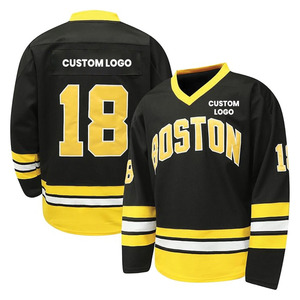 Miglior tessuto di maglia da Hockey, resistente leggero in colore giallo e nero prezzo di fabbrica uniforme della squadra - Product Image 1