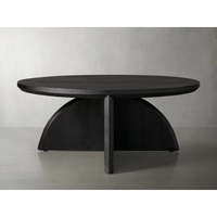 Table basse contemporaine moderne en bois massif avec hauteur réglable et cadre en bois massif en noir pour meubles de salon
