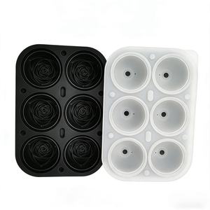 Bac à glaçons en silicone alimentaire écologique à 6 cavités en forme de rose, conception anti-fuite sans entonnoir, pour whisky - Forme de rose unique - Product Image 4