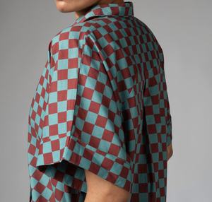 Chemisier à manches kimono en coton biologique 100 % de haute qualité, écologique, respirant, anti-plis, à carreaux, en dentelle, pour femme - Product Image 5