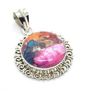 Rosa Dalia turquesa 925 colgante de plata esterlina bohemio tribal moda étnica contemporáneo clásico hecho a mano joyería India - Product Image 2