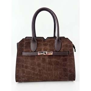 Structured Handbag in Genuine Printed Suede and Dollaro Leather - Made in <b>Italy</b> - Art. 26139 - Product Image 1