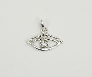 925 argent sterling massif à facettes topaze blanche style oeil mois d'avril pendentif pierre de naissance - Product Image 2