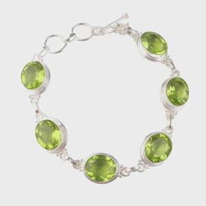 Bracelet en péridot, argent sterling 925, pierre précieuse, fait à la main, pierre de naissance d'août, cadeau pour femme - Product Image 1