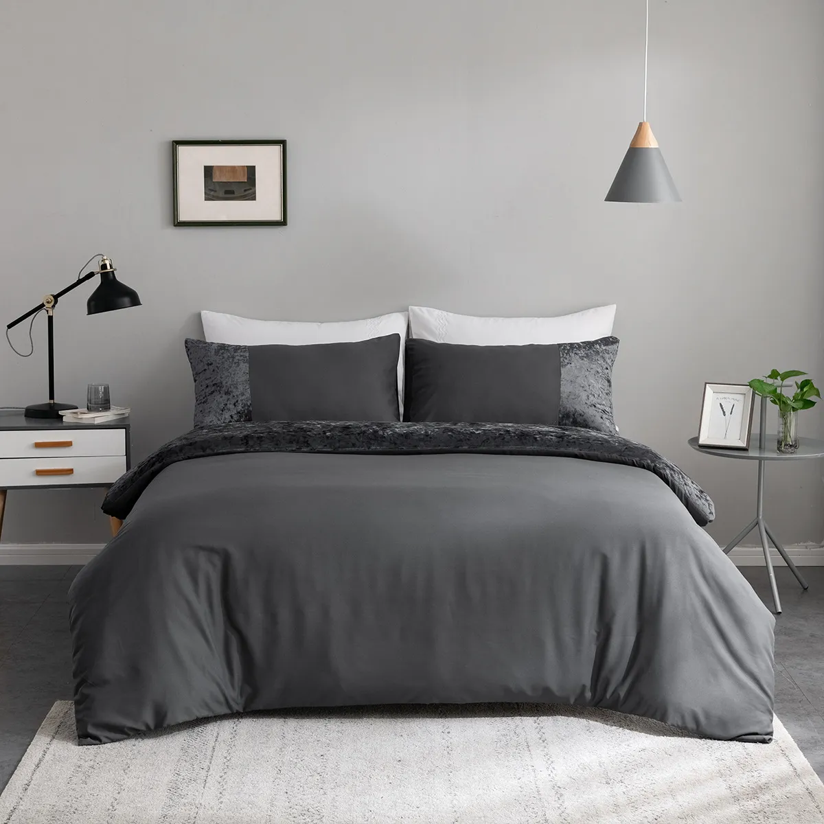 New 2024-25 chất lượng cao chúng tôi Kích thước nhà dệt sợi nhỏ bộ đồ giường nhung chắp vá Duvet cover Set Comforter Bìa gối bộ