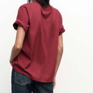 Mode été surdimensionné Boxy Fit plein coton femmes T-shirts personnalisé décontracté à manches courtes col rond T-shirts pour femmes décontracté - Product Image 3