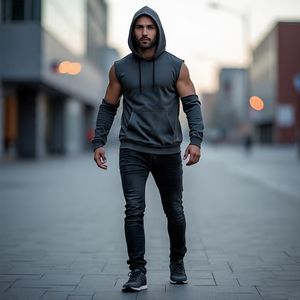 <b>Men's</b> Athletic Sleeveless Workout Hoodie Lightweight Quick Dry Summer Fitness Wear <b>Singlet</b> Hood Top <b>Men</b> - Product Image 5