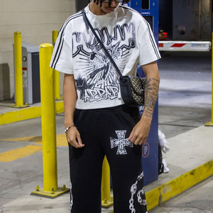 Personnalisé 2025 Vintage rayé Boxy Cropped T-Shirt pour hommes 100% coton surdimensionné coupe ample graphique imprimé Streetwear 100% coton - Product Image 2