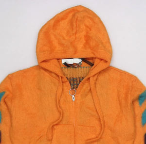 2026 Custom Mohair Knitted Hoodie Dropped Shoulder Jacquard Knitwear Winter Fluffy Wool Sweaters Unisex Customized Moahir Hoodie - Product Image 2