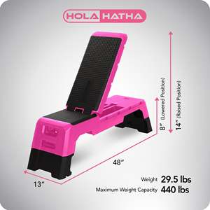 HolaHatha Pedana Multifunzionale Rosa per Fitness e Aerobica, Regolabile in Plastica con Vano Portaoggetti - Product Image 2