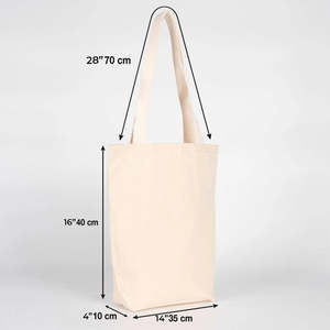 Sac fourre-tout en toile naturelle de 10 oz avec poignées tissées, couleur unie, taille 14 x 16 x 4 (35 x 40 x 10 cm) - Product Image 3