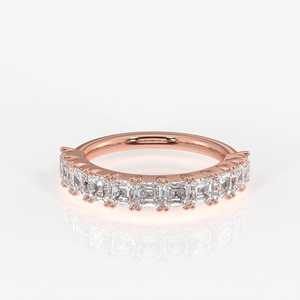 Bague de mariage en argent sterling avec diamant Moissanite Cut Asscher - Product Image 5