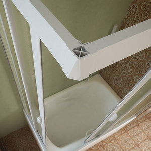 Box Doccia Angolare Forte Forte in PVC con Vetro Acrilico, Finitura Spazzolata, Anti-Calcare, per Uso Domestico - Product Image 3