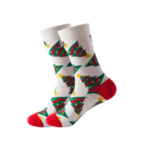 Calcetines de Invierno para Adultos con Diseño de Árbol de Navidad, Blancos, Rojos y Verdes, Tejido Jacquard, Transpirables y Casuales - Product Image 1